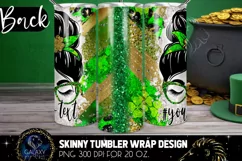 St Patricks Day Messy Bun Tumbler Sublimation Design Product Image 4