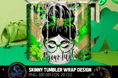 St Patricks Day Messy Bun Tumbler Sublimation Design Product Image 2