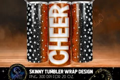 Orange Cheer Glitter Tumbler Sublimation, Tumbler Design PNG Product Image 1
