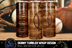 Wood Baseball Ball Tumbler Sublimation Design Product Image 1