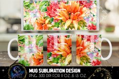 Watercolor Flowers Mug Sublimation | Floral Mug Sublimation Product Image 1