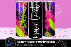 Neon Brush Strokes 20 Oz. Skinny Tumbler Wrap Sublimation Product Image 1
