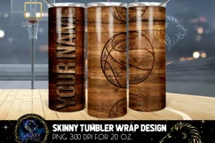 Wood Basketball Ball Tumbler Sublimation Design Product Image 1
