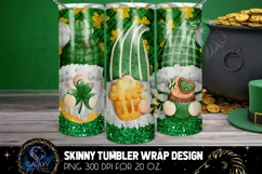 Gnomes St Patricks Day 20 Oz. Skinny Tumbler Wrap Sublimatio Product Image 3