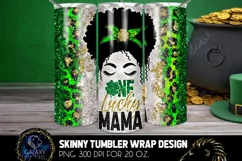 Afro Messy Bun One Lucky Mama Tumbler Sublimation Design Product Image 1