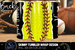 Softball Ball 20 Oz. Skinny Tumbler Wrap Sublimation Design Product Image 2
