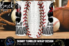 Baseball Mama 20 Oz. Skinny Tumbler Wrap Sublimation Design Product Image 2