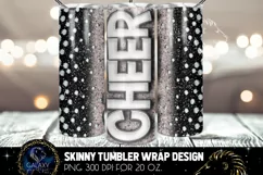 White Cheer Glitter Tumbler Sublimation, Tumbler Design PNG Product Image 2