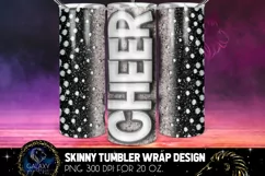 White Cheer Glitter Tumbler Sublimation, Tumbler Design PNG Product Image 1