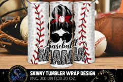 Baseball Mama 20 Oz. Skinny Tumbler Wrap Sublimation Design Product Image 1