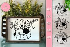 Floral Cow Bundle SVG File, Floral Farm Animal Product Image 1