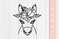Floral Donkey SVG File, Floral Farm Animal SVG Product Image 1