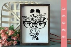Floral Giraffe With Glasses SVG File Product Image 1