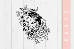 Floral Lion SVG File, Floral Wild Animal SVG Product Image 1