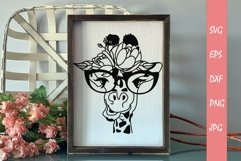 Floral Pretty Giraffe With Glasses Svg File Product Image 1