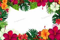 Tropical Leaves and Flowers Background Product Image 1