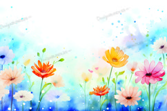 Spring flowers watercolor background Product Image 1