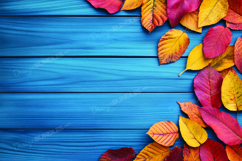 Autumn leaves on wooden background Product Image 1