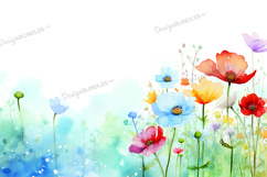 Spring flowers watercolor background Product Image 1