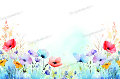 Spring flowers watercolor background Product Image 1