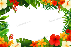 Tropical Leaves and Flowers Background Product Image 1