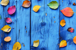 Autumn leaves on wooden background Product Image 1