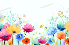 Spring flowers watercolor background Product Image 1