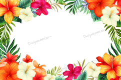 Tropical Leaves and Flowers Background Product Image 1