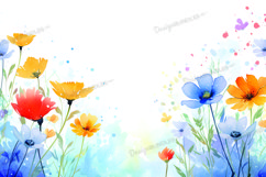 Spring flowers watercolor background Product Image 1