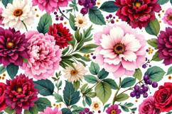 Colorful Mixed Flowers Seamless Pattern on White Background Product Image 1