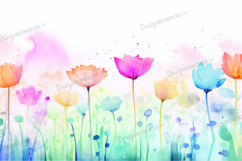 Spring flowers watercolor background Product Image 1