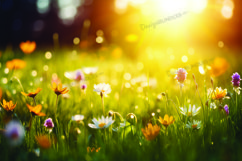 Spring flower background, spring bokeh digital paper Product Image 1