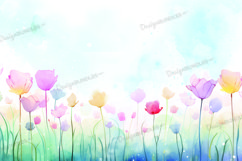 Spring flowers watercolor background Product Image 1