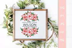 Christmas Poinsettia Floral Family Monogram SVG File Product Image 3