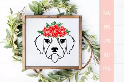 Christmas Poinsettia Flower Puppy Retriever Dog SVG File Product Image 3