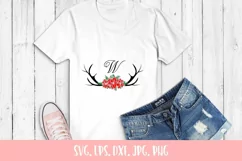 Christmas Poisenttia Floral Deer Antlers SVG File Product Image 2
