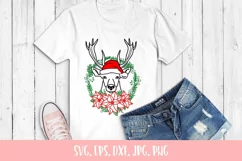 Christmas Poisenttia Wreath Santa Reindeer SVG File Product Image 2