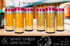Pencil 20 Oz. Skinny Tumbler Wrap Sublimation Design Product Image 1