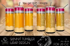 Pencil 20 Oz. Skinny Tumbler Wrap Sublimation Design Product Image 2