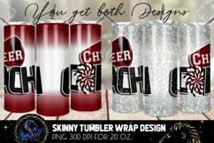 Cheer Coach Tumbler Sublimation Design PNG, Maroon White Product Image 2