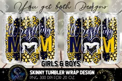 Blue Yellow Wrestling Mom Tumbler Sublimation Design Product Image 1