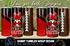 Mom of Both Tumbler Sublimation, Messy Bun Cheer Football Product Image 1