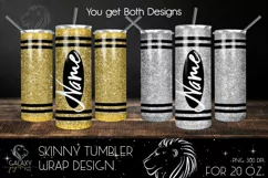Gold & Silver Crayon 20 Oz. Skinny Tumbler Wrap Sublimation Product Image 1