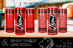 Red Crayon 20 Oz. Skinny Tumbler Wrap Sublimation Design Product Image 1