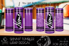 Purple Crayon 20 Oz. Skinny Tumbler Wrap Sublimation Design Product Image 1