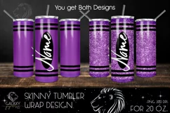 Purple Crayon 20 Oz. Skinny Tumbler Wrap Sublimation Design Product Image 2