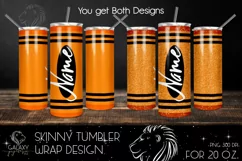 Orange Crayon 20 Oz. Skinny Tumbler Wrap Sublimation Design Product Image 2