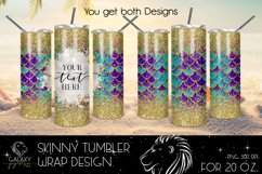 Mermaid Scales 20 Oz. Skinny Tumbler Wrap Sublimation Design Product Image 1