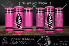 Pink Crayon 20 Oz. Skinny Tumbler Wrap Sublimation Design Product Image 2