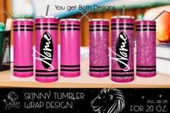 Pink Crayon 20 Oz. Skinny Tumbler Wrap Sublimation Design Product Image 1